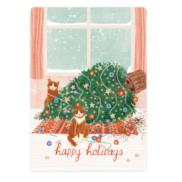 Two cats and a christmas tree | Kaart The Lemonbird