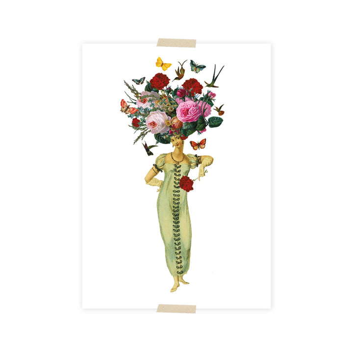 Postcard collage dametje Floral