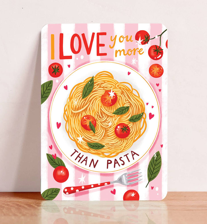 Kaart liefde valentijn I love you pasta grappig ansichtkaart