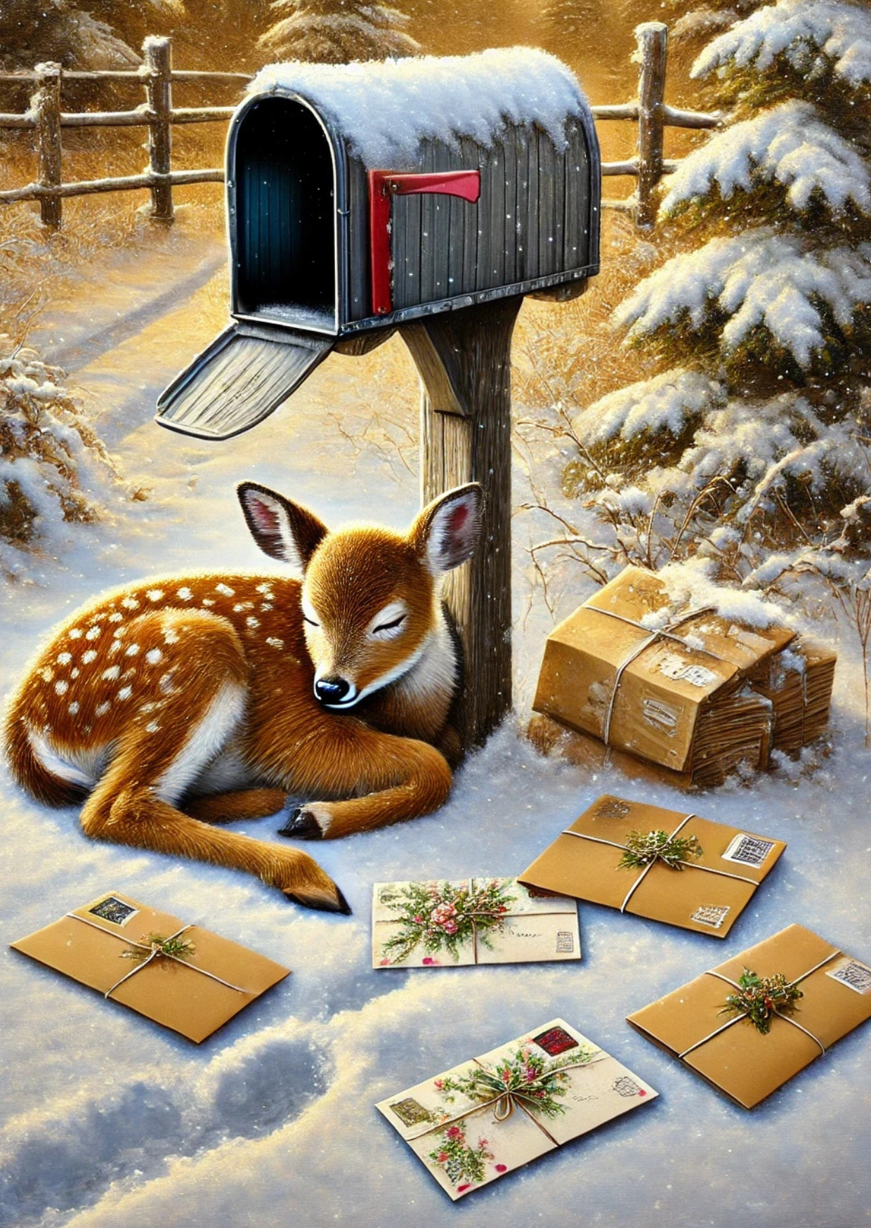 Winter Mail: Sleeping Deer | Kaart Fripperies