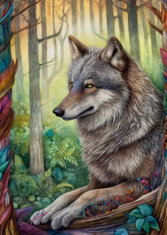 Animals of the Forest: Wolf| Kaart Fripperies