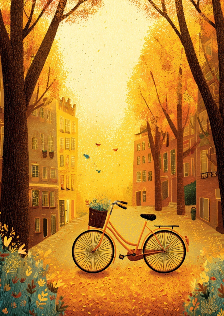 Golden Season: Bicycle of Autumn  | Kaart Fripperies