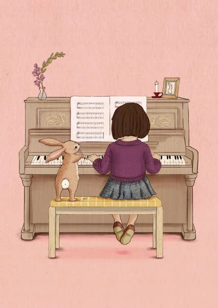 Ansichtkaart Piano | Kaart Belle & Boo