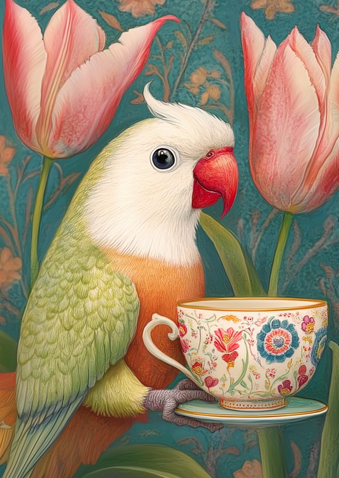 Animal Tea Time: Tropische Vogel | Kaart Fripperies