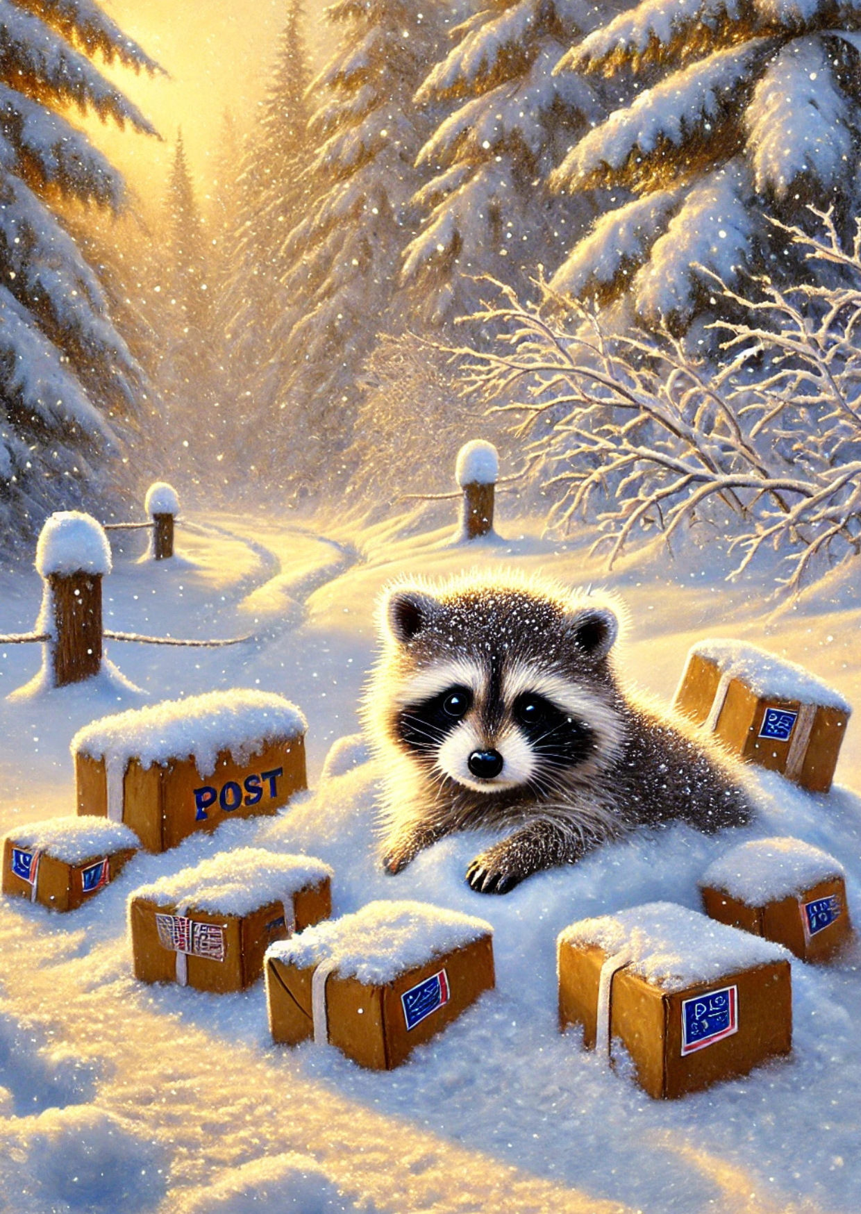 Winter Mail: Racoon | Kaart Fripperies