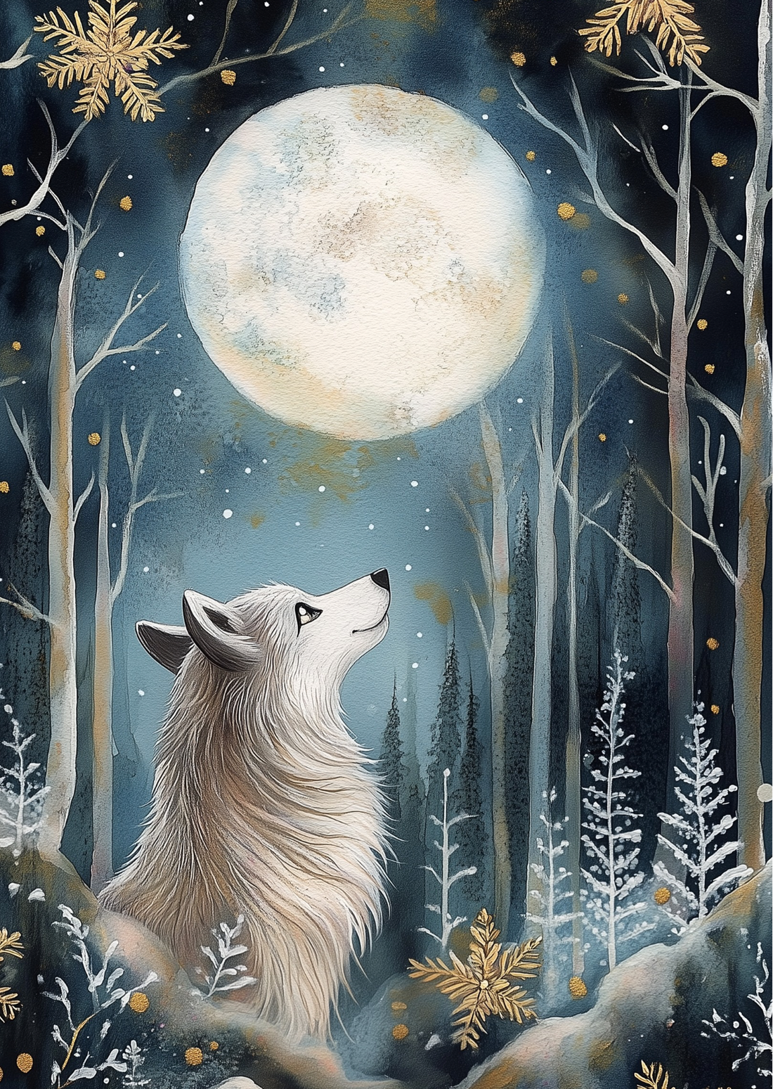 Moonlight Animals: Wolf | Kaart Fripperies