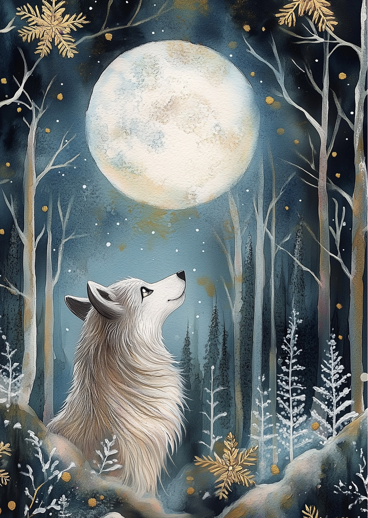 Moonlight Animals: Wolf | Kaart Fripperies