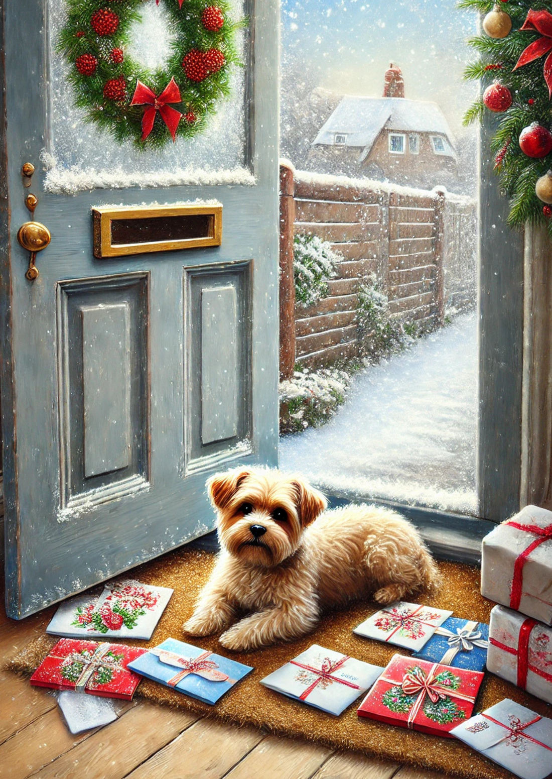 Winter Mail: Dog at the Door | Kaart Fripperies