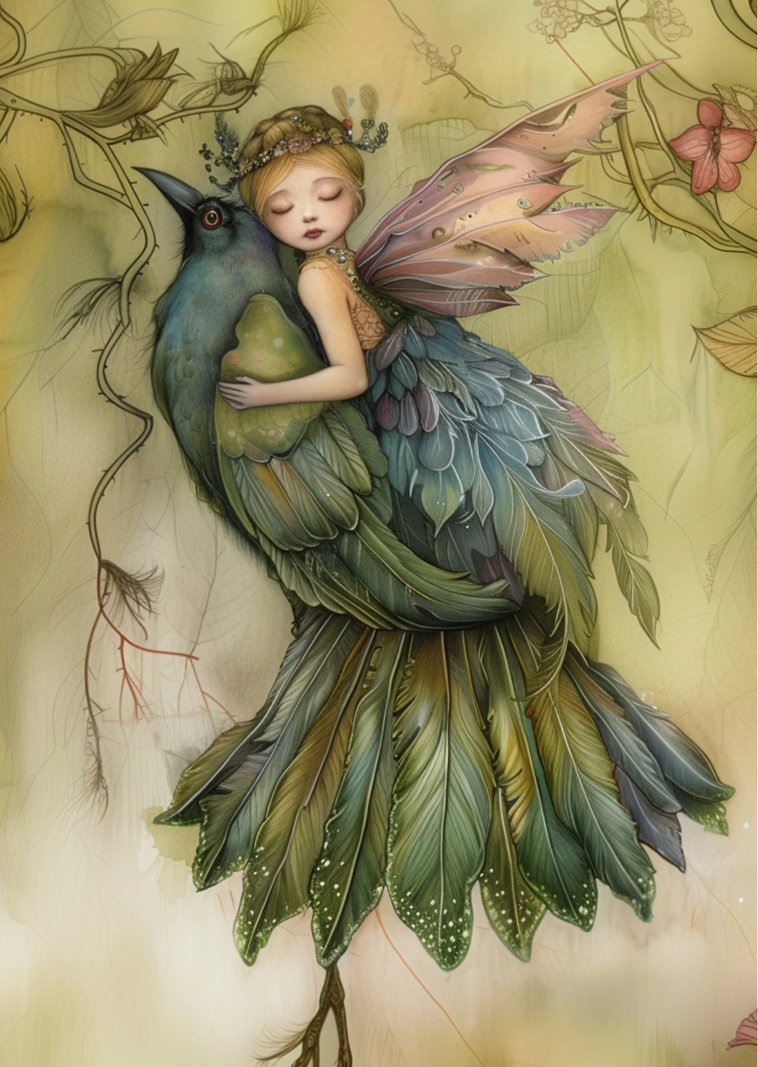 Birds & Fairies: Hugs | Kaart Fripperies