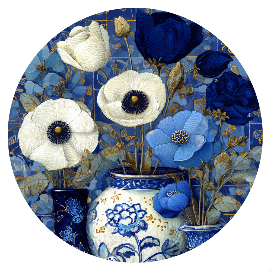 Flower Delfstblauw | Sluitstickers 10st.