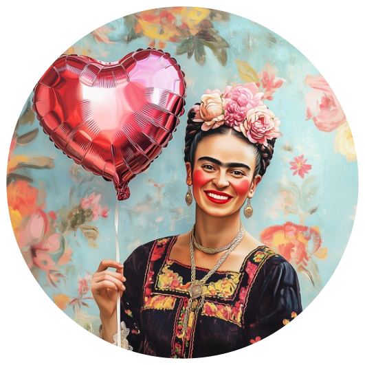 Frida Kahlo: Valentine Balloon | Sluitstickers 10st.