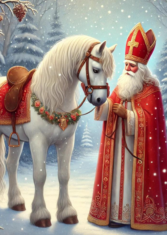 Sinterklaas met paard | Kaart Fripperies