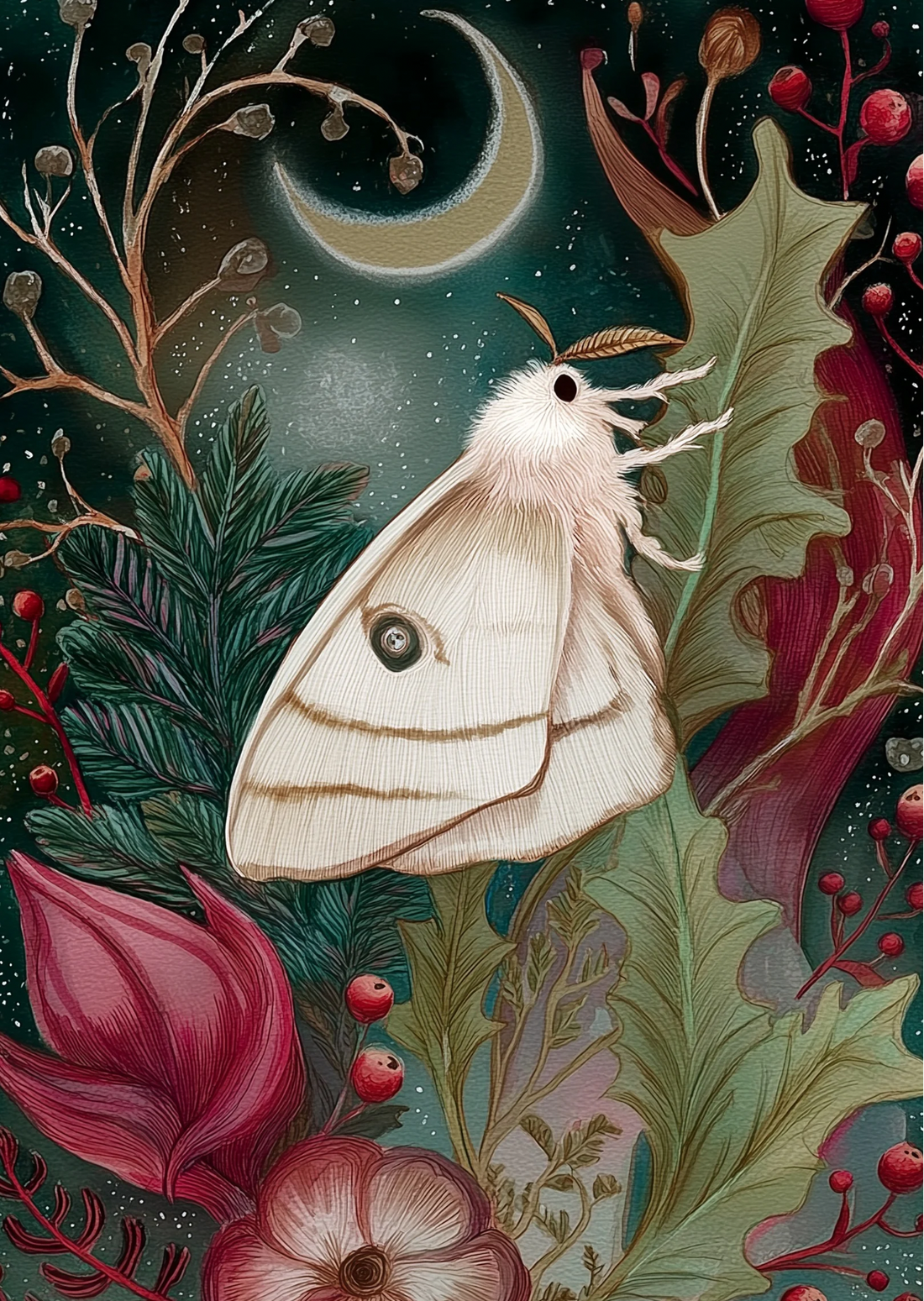 Christmas Woodlands: Nachtvlinder | Kaart Fripperies