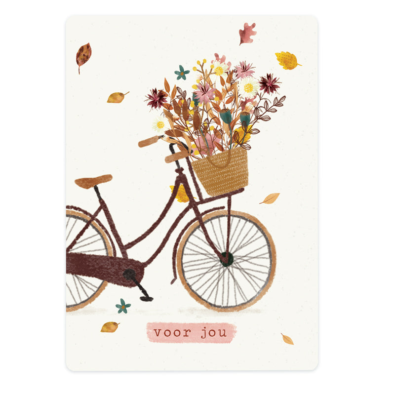 Fahrrad mit Herbstblumen | Karte Der Zitronenvogel