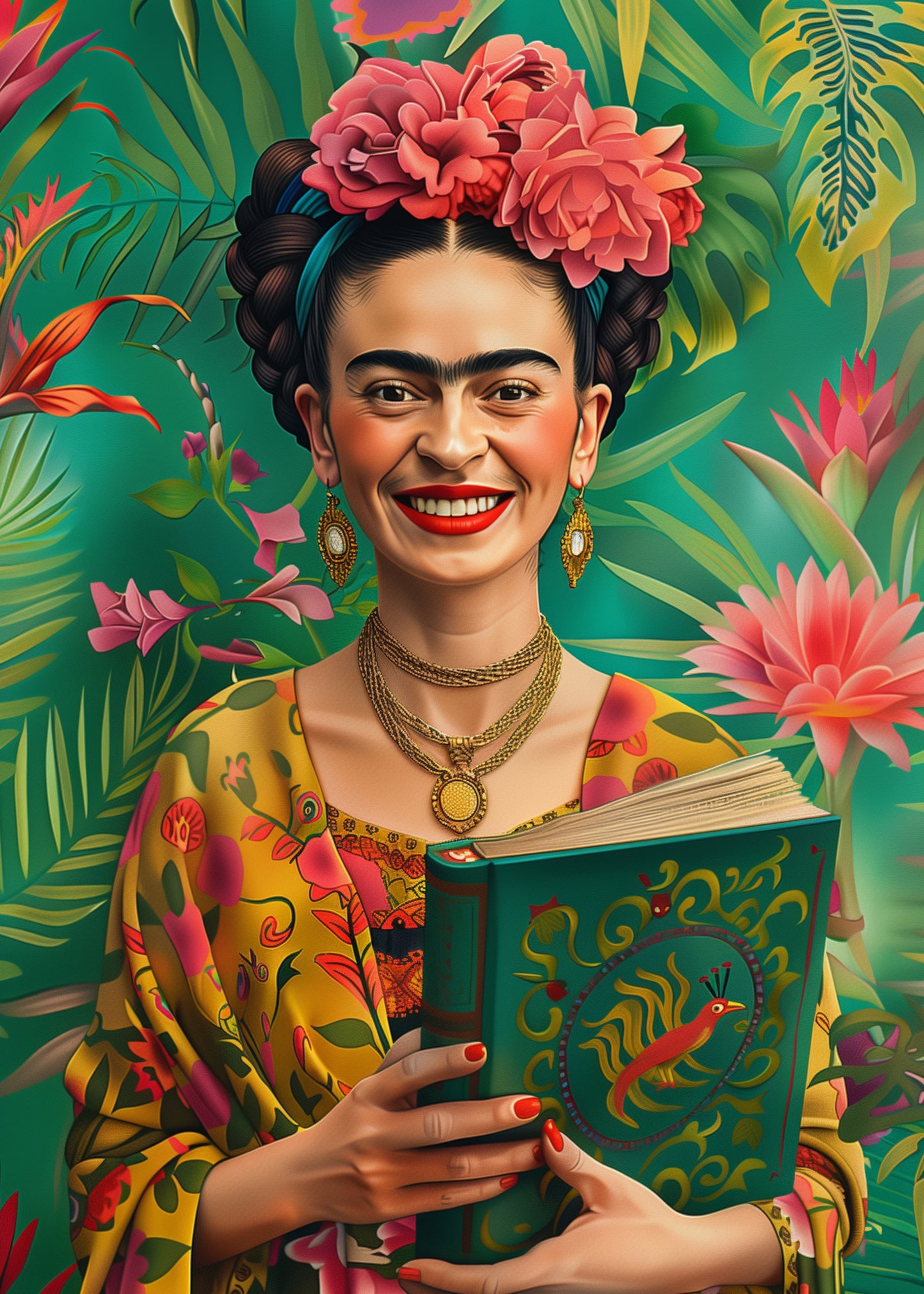 Frida Kahlo: Frida Kahlo met boek | Kaart Fripperies