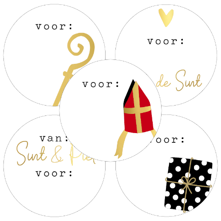 Voor: van de Sint | Stickers op rol 250st