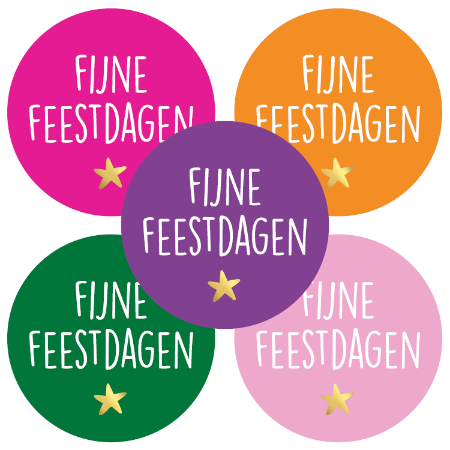 Fijne feestdagen (kleur) | Stickers op rol 250st