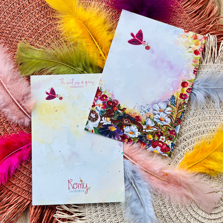 Konijn in bloemen | Postkaart A6 Romyillustrations
