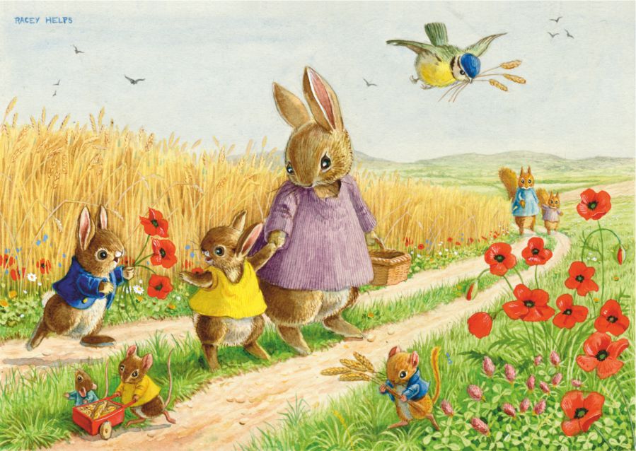 The Comfield’ Rabbits, Squirrels, Mice And Poppies | Kaart Molly Brett