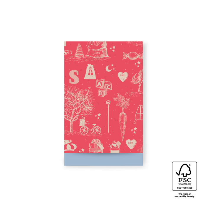 Sint Cadeauzakjes - Vintage Red - Light Blue | Cadeauzakjes 5st