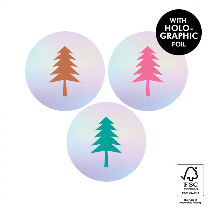 X-Mas Tree Holographic | Sluitstickers 9st.