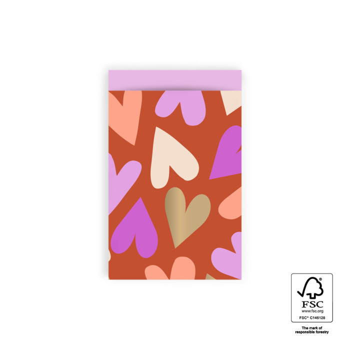 Big Hearts Cognac - Pink | Cadeauzakjes 5st