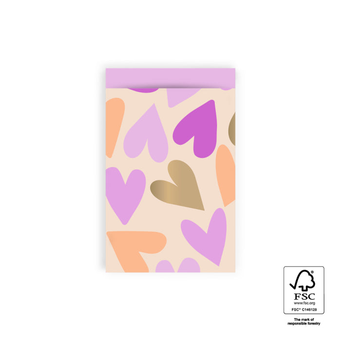 Big Hearts Gold-Pink | Cadeauzakjes 5st