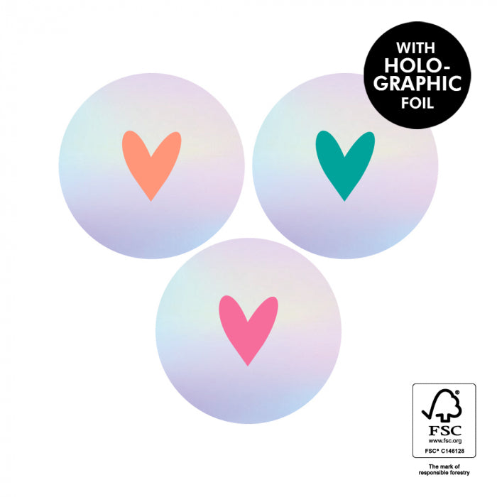 Hearts Holographic | Sluitstickers 9st.