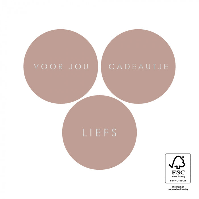 Silver/Nude: Voor jou|Cadeautje|Liefs | Sluitstickers 9st