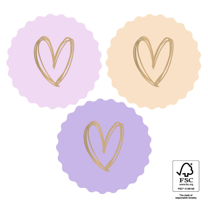 Multi Hearts Gold Pastel | Sluitstickers 9st
