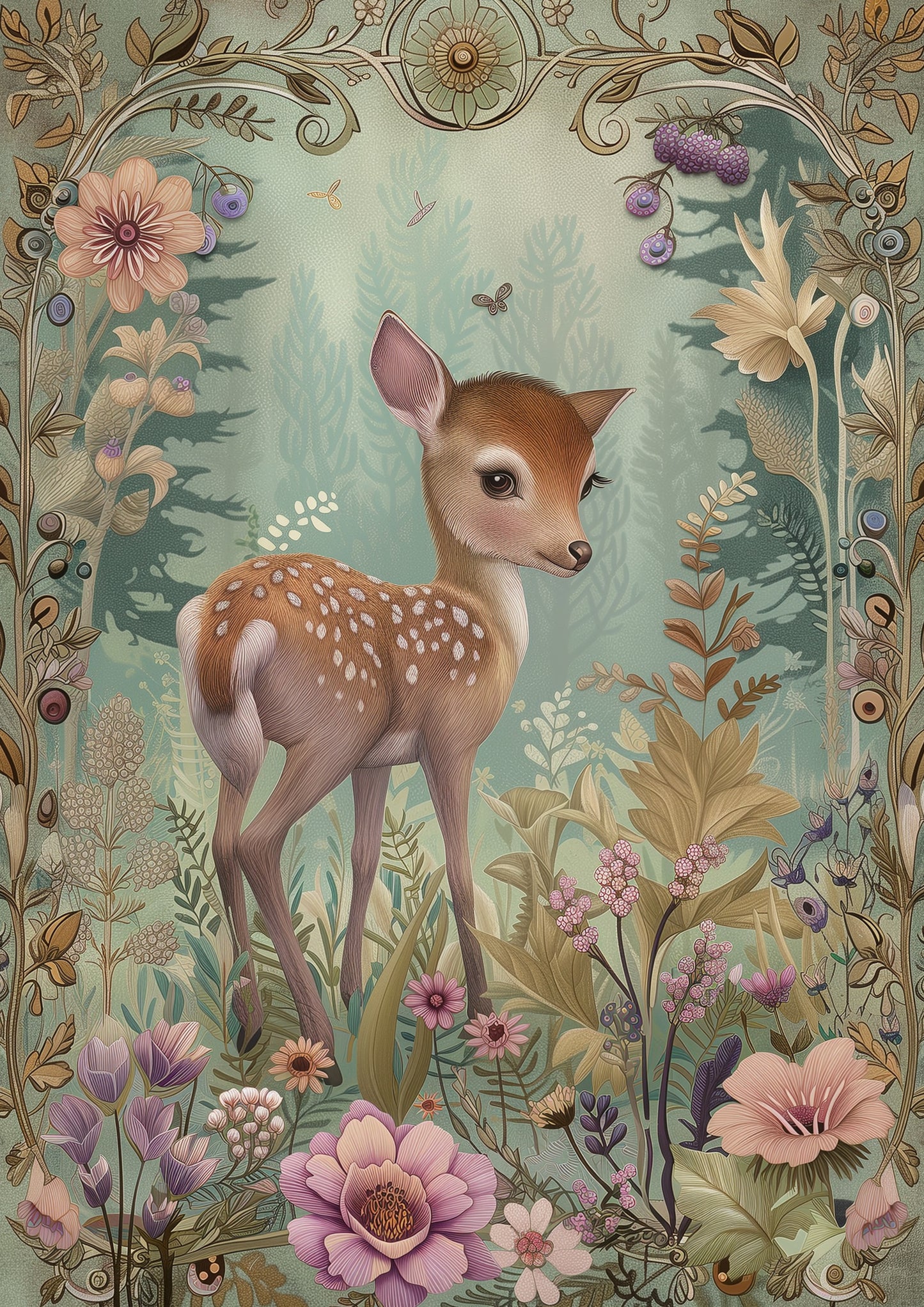 Woodland Spring Animals: Hert | Kaart Fripperies