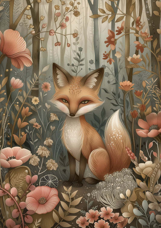 Woodland Spring Animals: Vos | Kaart Fripperies