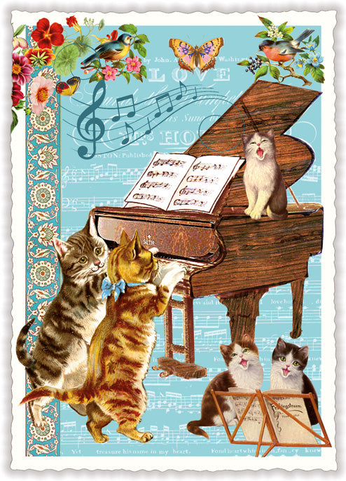 Cats with piano (PK1204) | Kaart Edition Tausendschön
