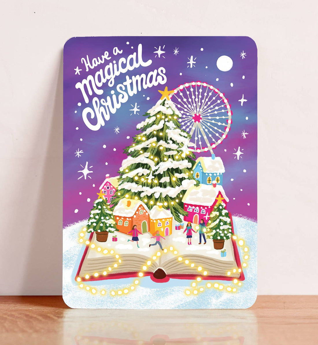 Kaart Kerstkaart magische kerst dorp kerstboom | Kaart Aniet Illustration