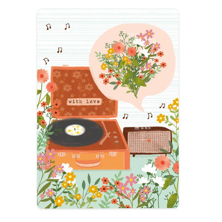 Kaart 'Vintage Platenspeler- with love' | Kaart The Lemonbird