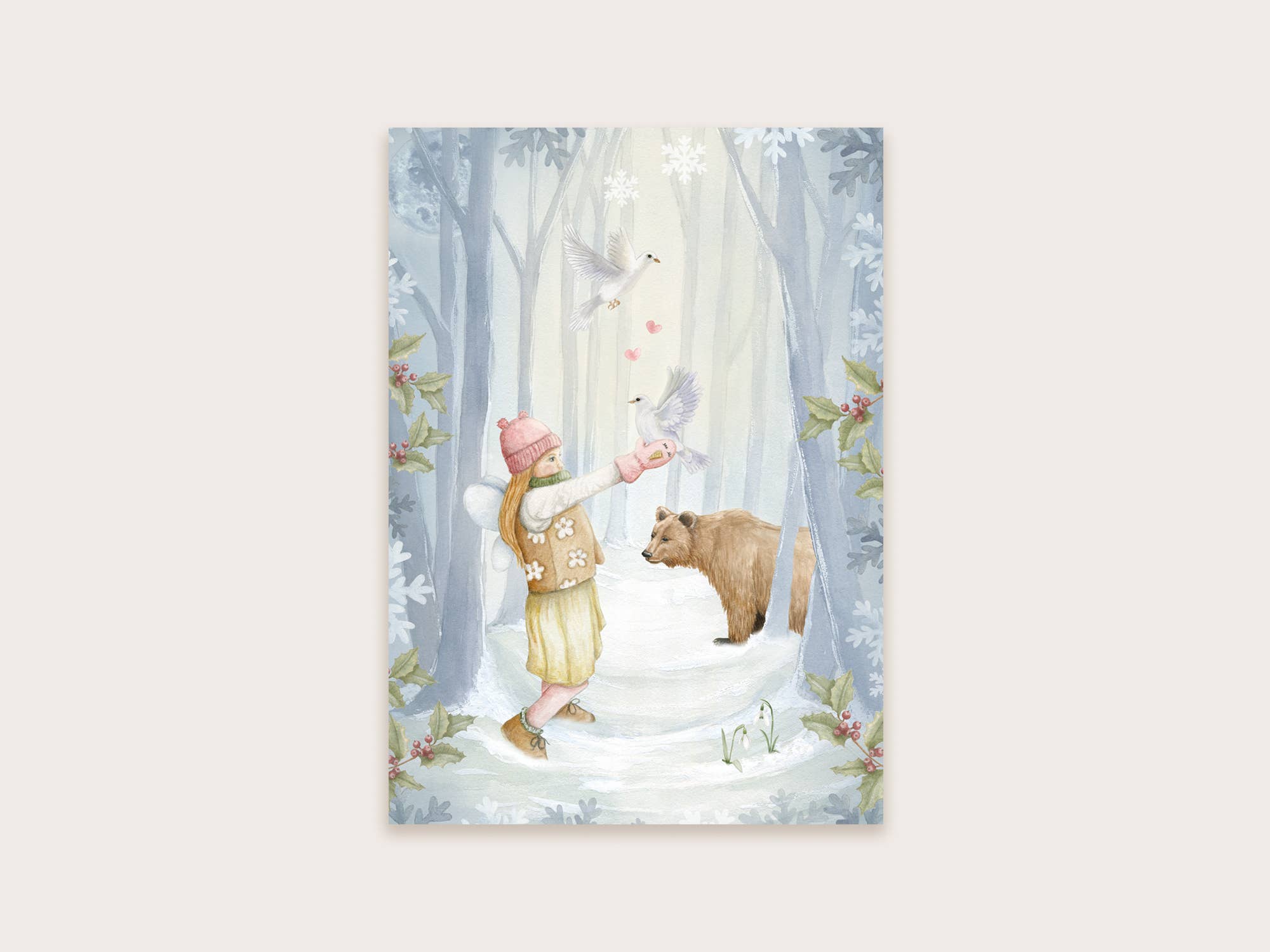 Ansichtkaart winterbos duiven | Kaart Appeloogje