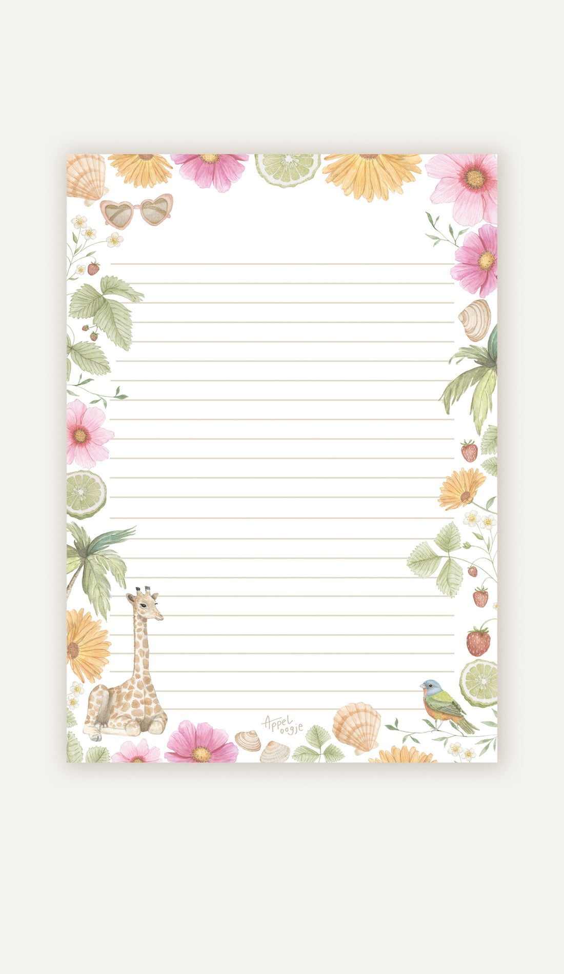 Notitieblok zomer giraffen A5 dubbelzijdig | Briefpapier Appeloogje
