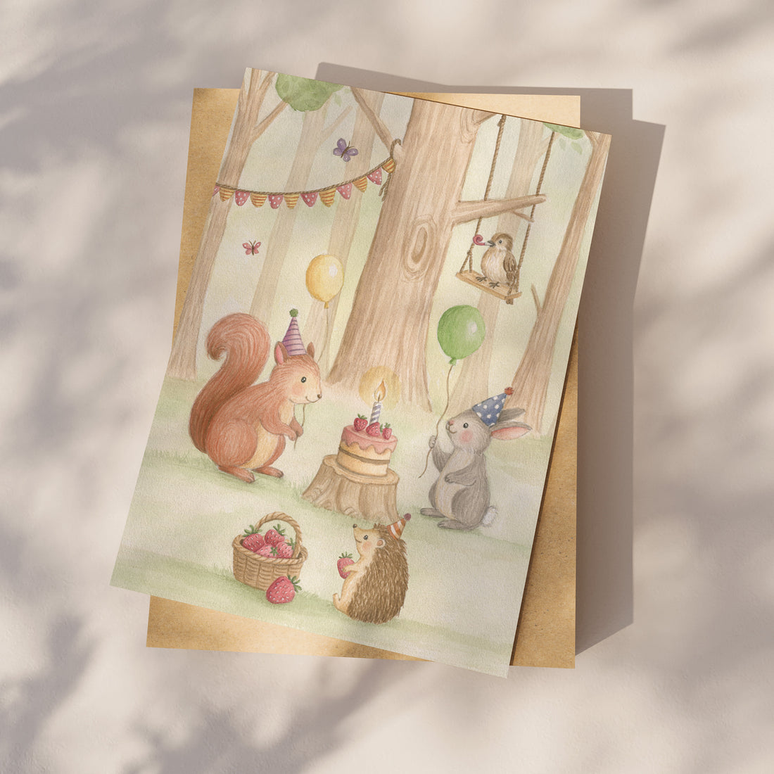 Ansichtkaart feestje in het bos | Kaart Appeloogje