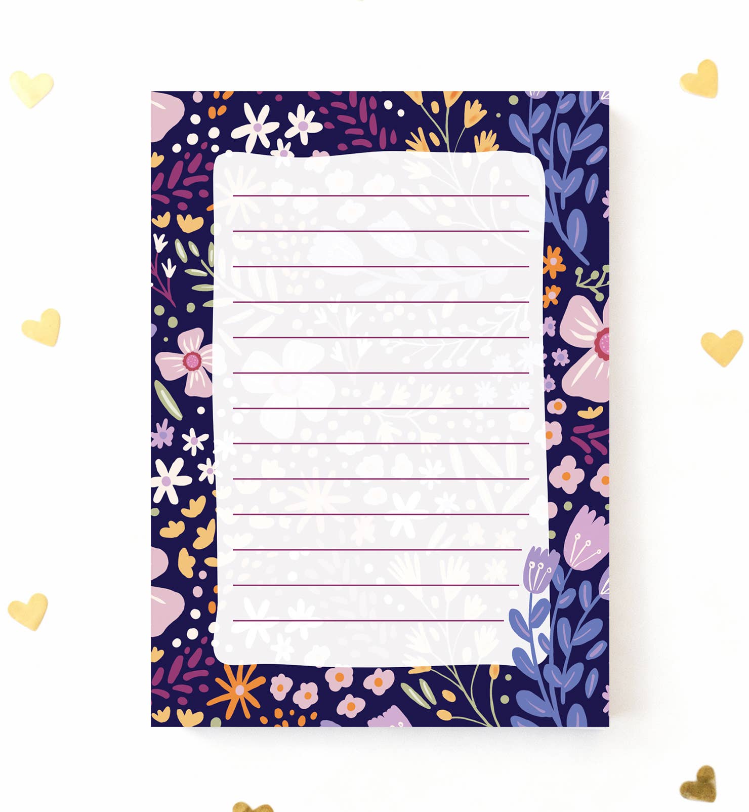 Notitieblok A6 bloemen paars lila patroon lente zomer