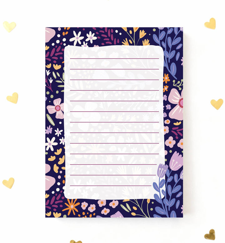 Notitieblok A6 bloemen paars lila patroon lente zomer