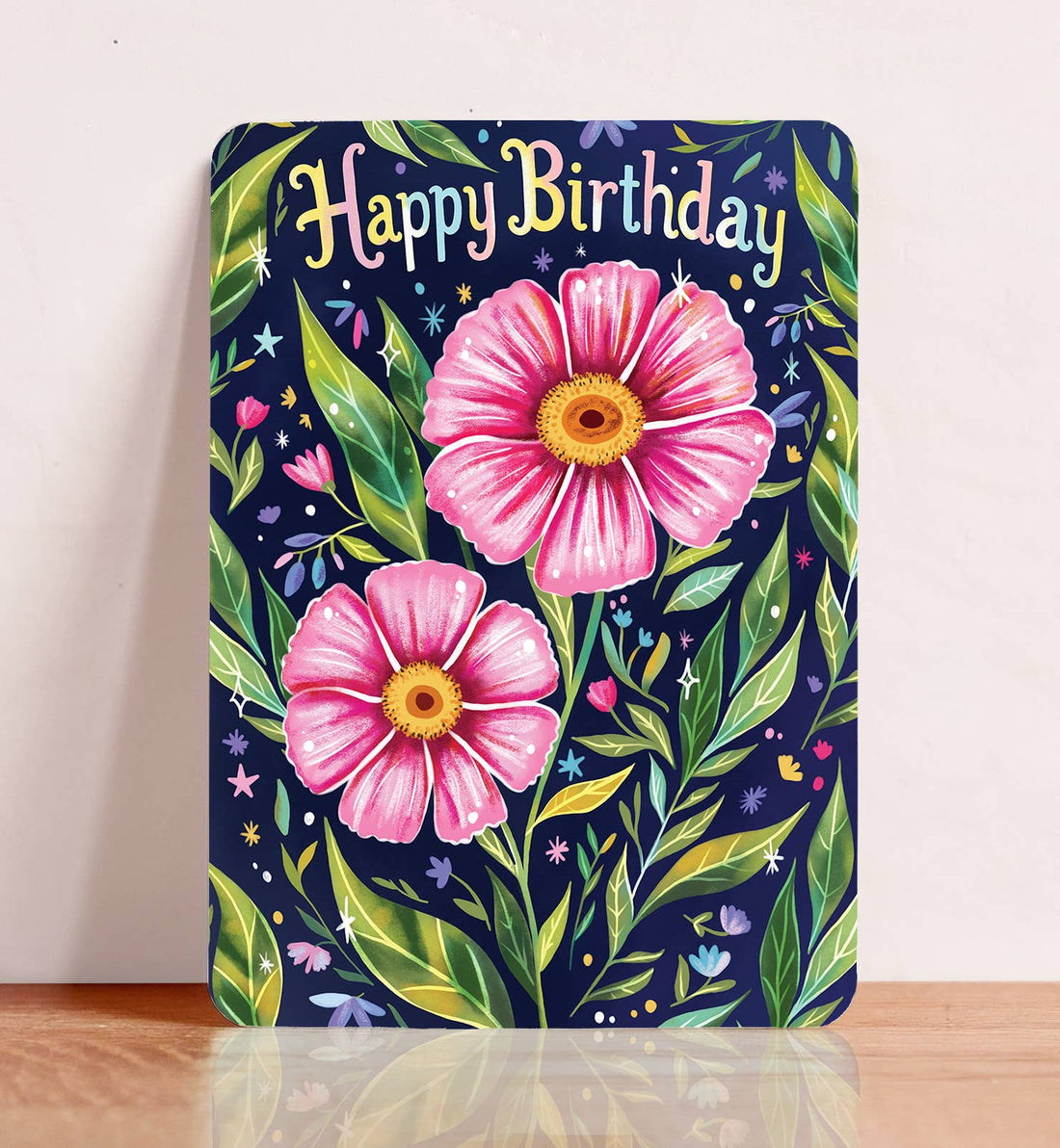 Kaart bloemen felicitatie verjaardag botanisch ansichtkaart