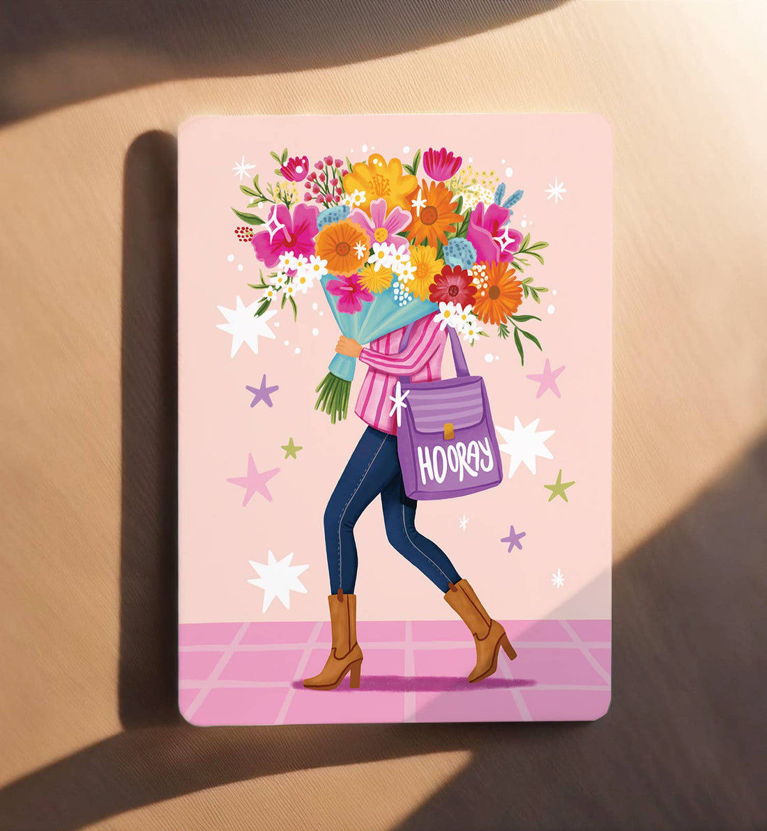 Kaart felicitatie vrouw met boeket verjaardag ansichtkaart