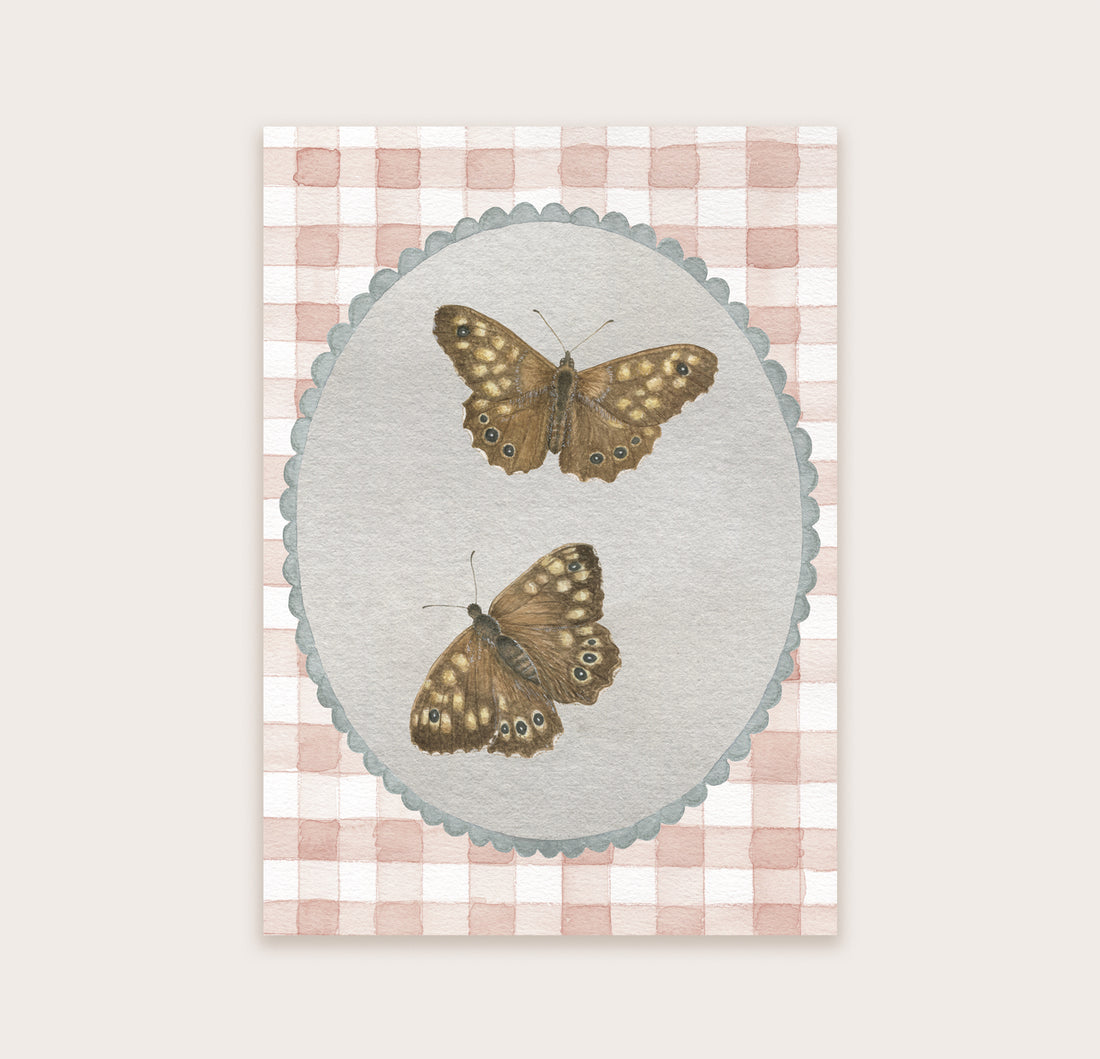 Ansichtkaart vlinders - bont zandoogje | Kaart Appeloogje