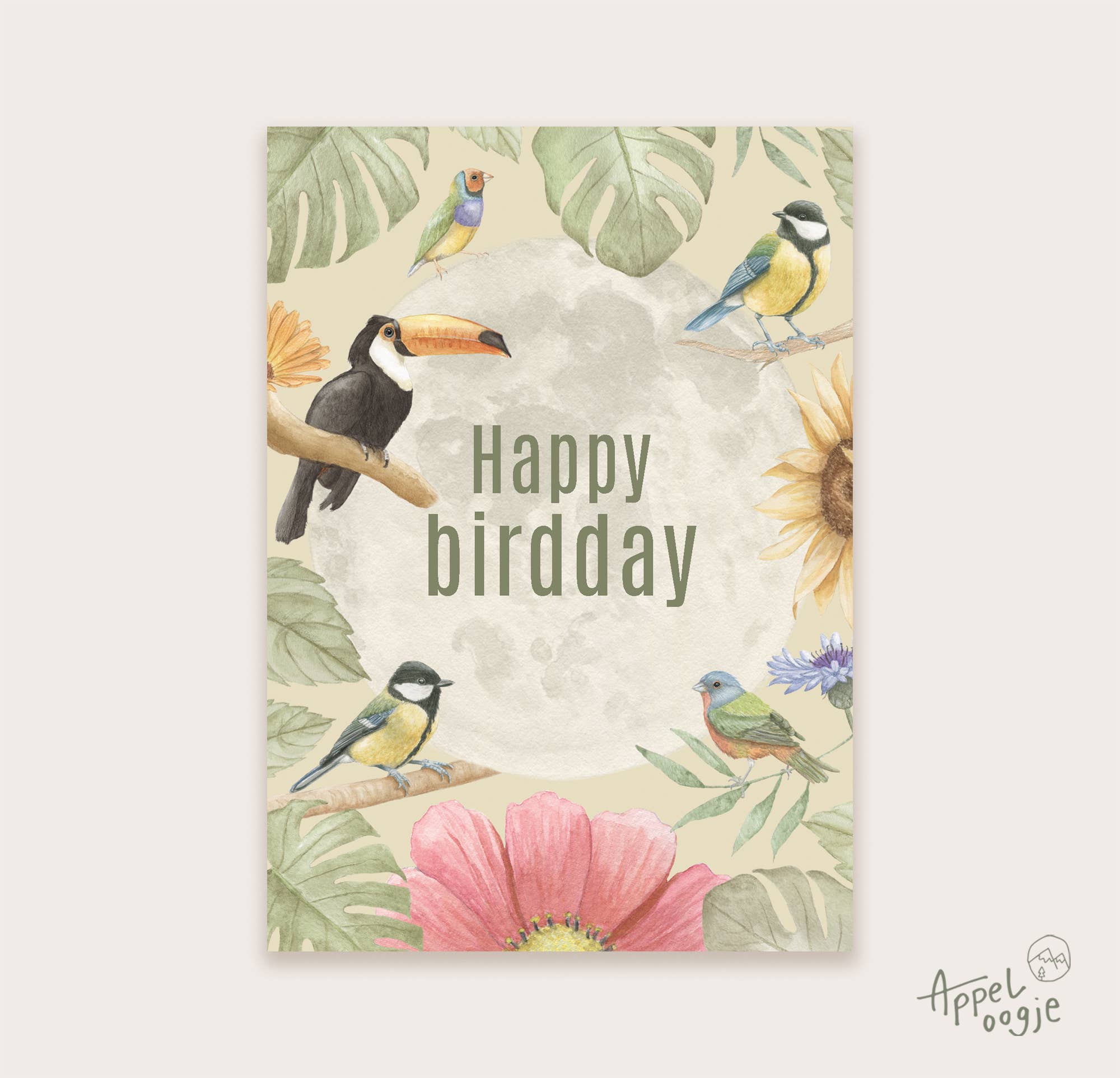 Ansichtkaart "Happy birdday" | Kaart Appeloogje