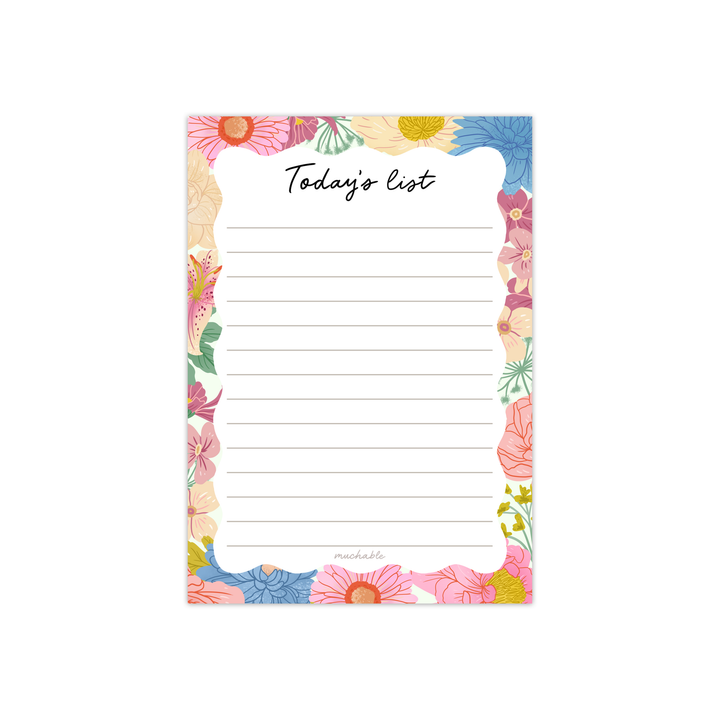 Notitieblok/notepad A6 plans - flower/bloemen - Today's list