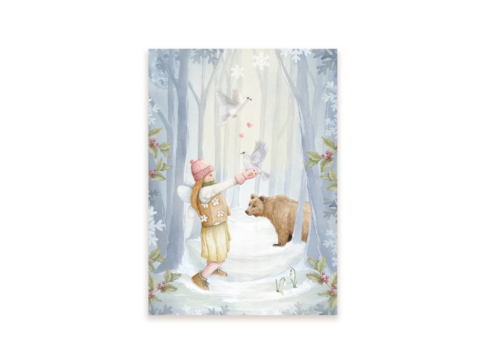 Ansichtkaart winterbos duiven | Kaart Appeloogje