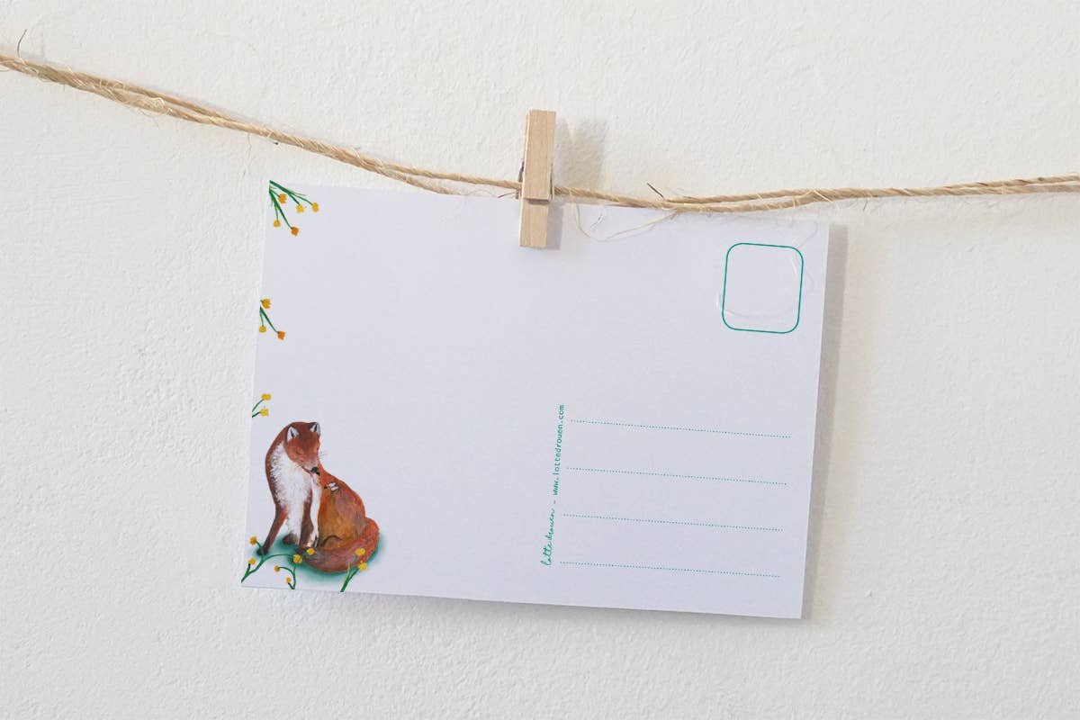 Kaart Grote en kleine vos | Kaart Lotte Drouen
