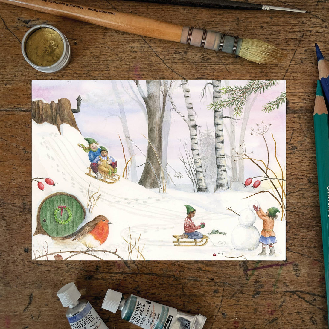 Sneeuwdag | Kaart Mhairi Hellbrandt Illustration