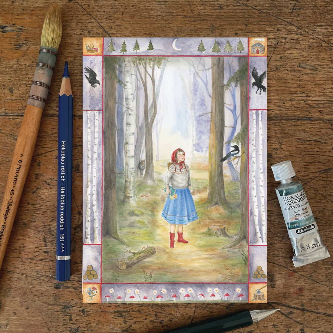 Roodkapje | Kaart Mhairi Hellbrandt Illustration