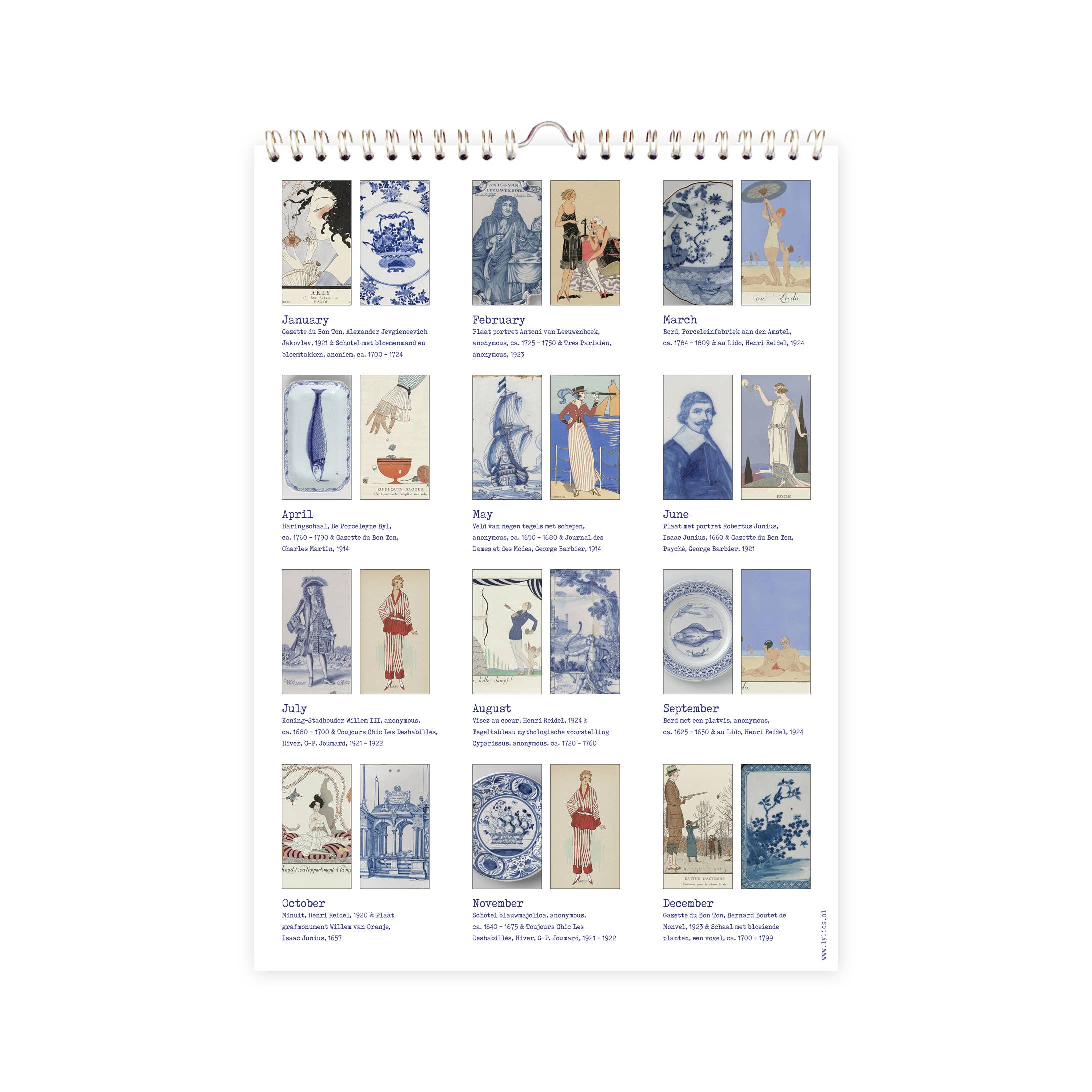 Verjaardagskalender 'Dutch Blue' collages Rijksmuseum A4
